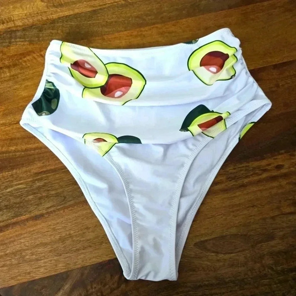 Shade & Shore Avocado Print Bikini Bottoms Swimwear Swimsuit Size Medium - Picture 1 of 2